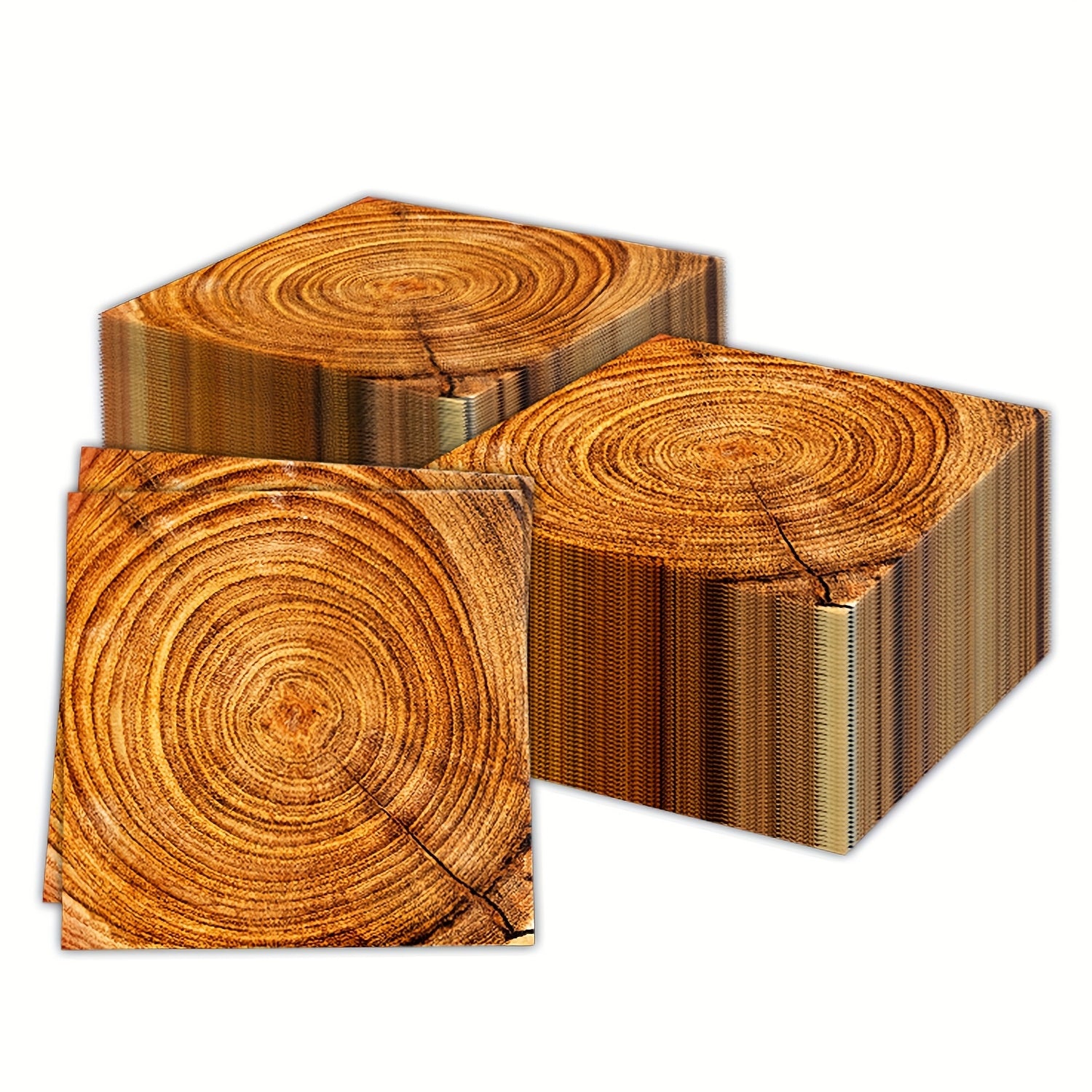 Set of 20 Wood Grain Disposable Paper Napkins for Themed Party