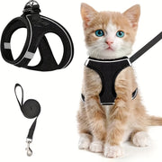 Escape-Proof Cat Harness and Leash Set Reflective Mesh for Outdoor Safety