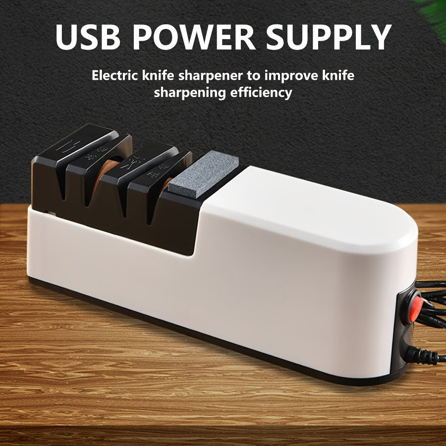 Портативный электрический точильный станок на USB для быстрой заточки кухонных ножей и ножниц, изготовленный из прочного материала PC.