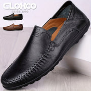 Men's Casual Leather Oxford Shoes Slip-On Loafers for Daily Wear All-Season Round Toe