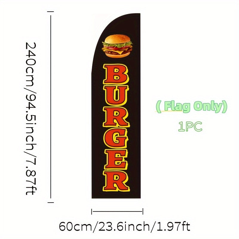 Outdoor Advertising Flag Polyester Digital Printed for Promoting Hamburger Products 110G Warp-Knitted Fabric