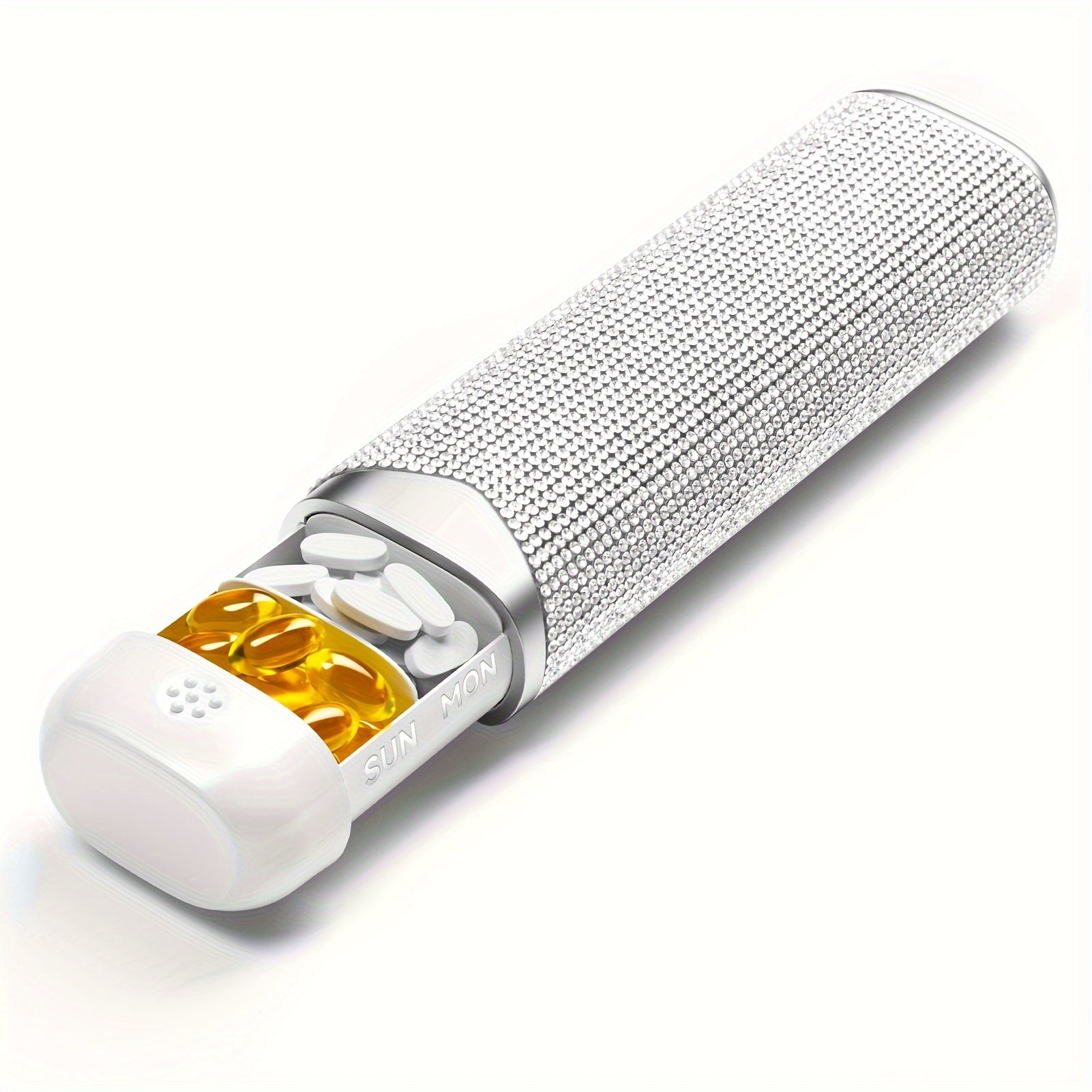 Women Men Weekly Diamond Medicine Organizer 7-Day Travel Vitamin Box