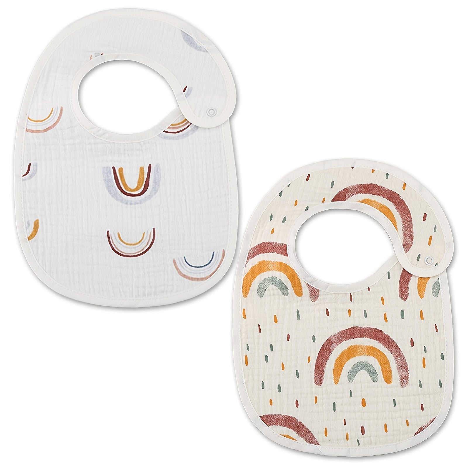 Set of 2 Cotton Gauze Baby Bibs U-Shaped Waterproof Printed Burp Cloths and Saliva Towels