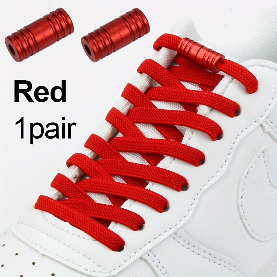Unisex Nylon No-Tie Shoelaces with Adjustable Metal Buckles 1 Pair