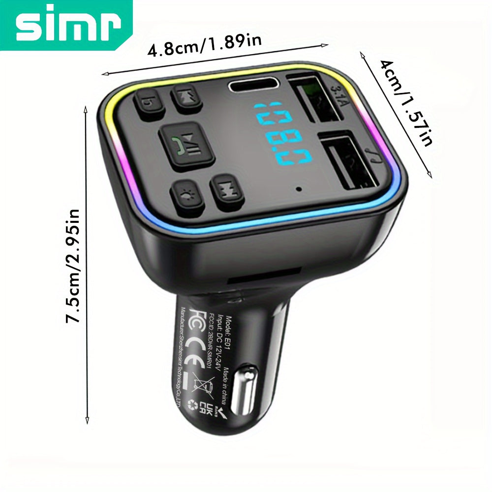 Car MP3 Player with Wireless FM Transmitter, Type-C Fast Charging, Dual USB Car Charger, Handsfree Kit