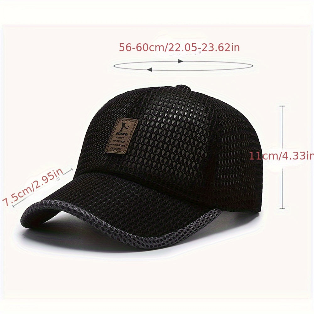 Breathable Mesh Baseball Cap for Outdoor Sports Woven Textile Black