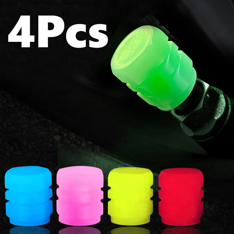 4pcs Glow in Dark Luminous Plastic Valve Caps for Car Bicycle Motorcycle Wheel Rim Decoration