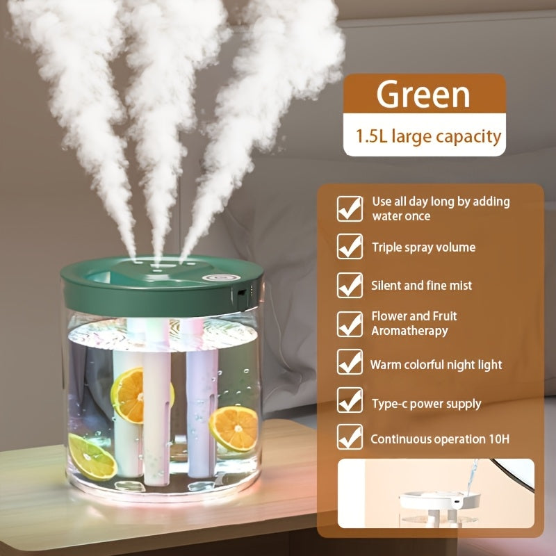 Compact USB Misting Humidifier for Bedroom Office Desktop Use with 3 Outlets