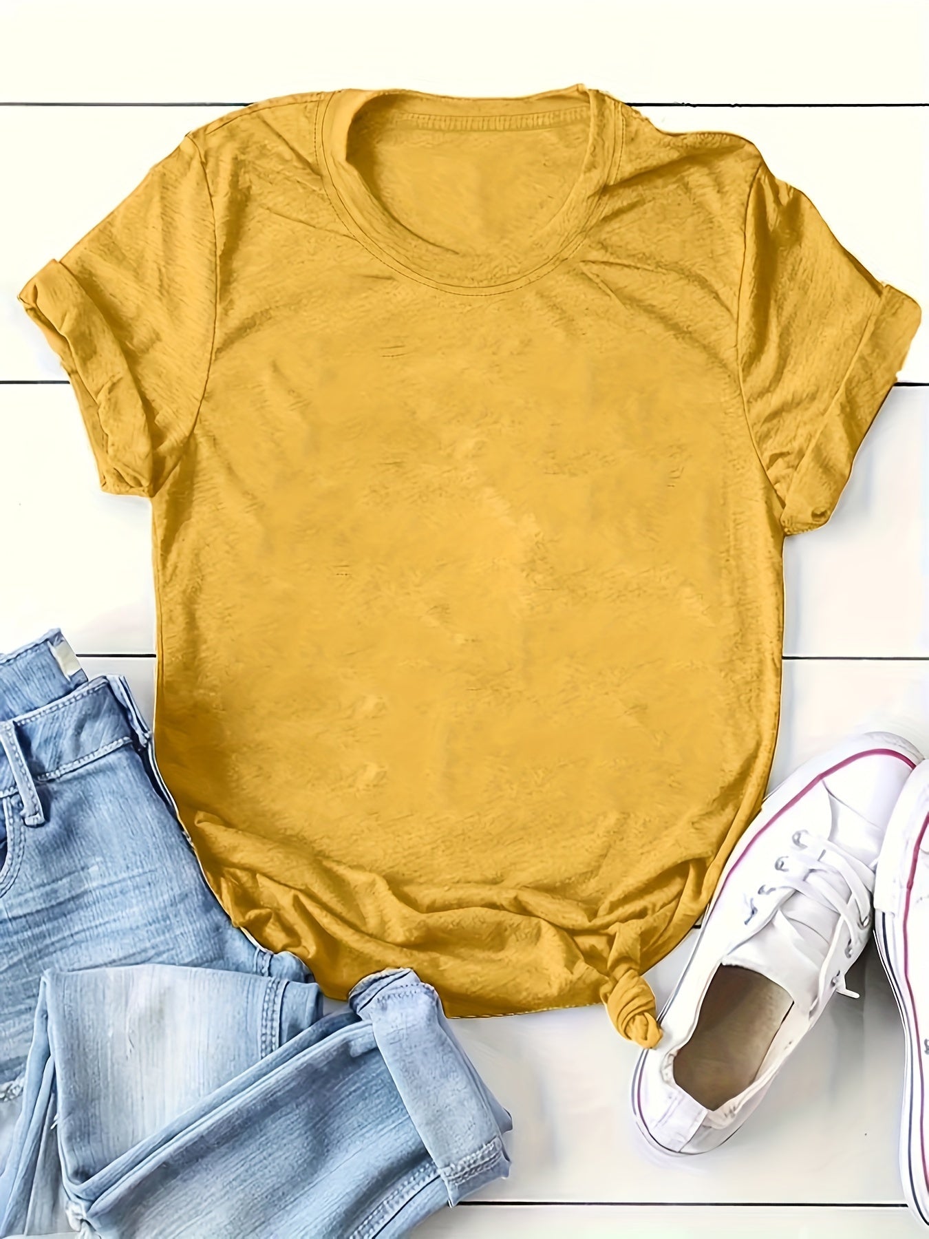 Women's Short Sleeve Cotton T-Shirts, Solid Colors, Casual Summer Tops