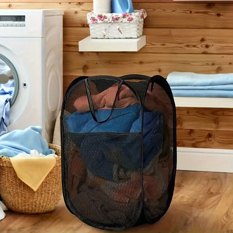 Large Capacity Foldable Mesh Laundry Basket with Handles for Dirty Clothes