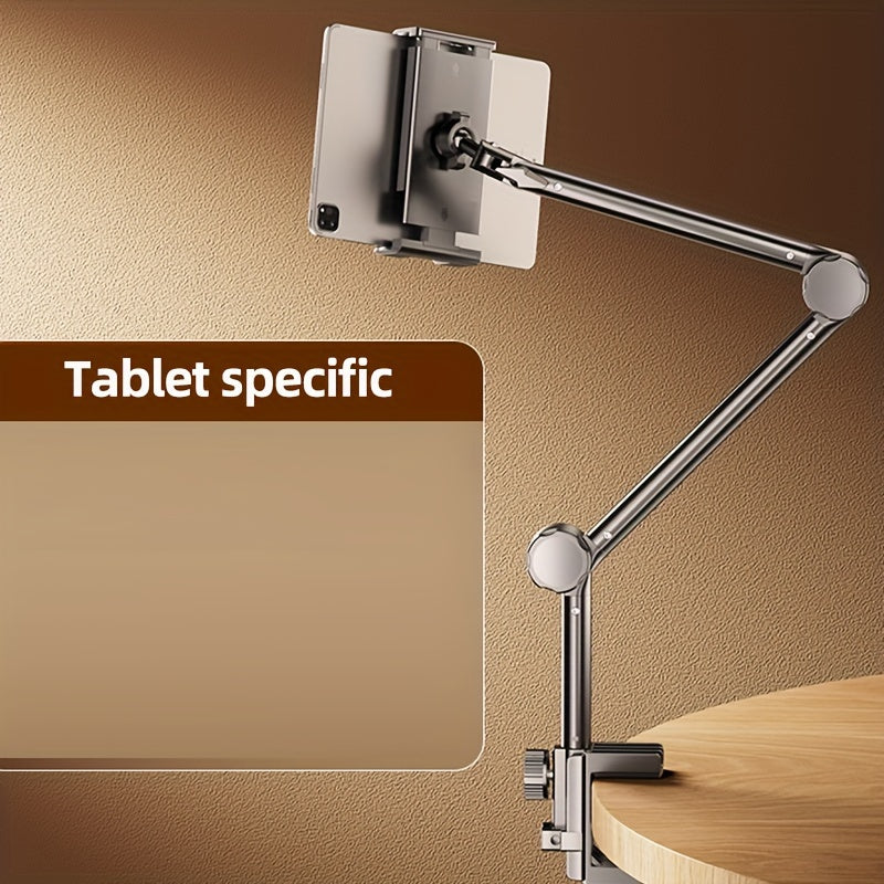 Тяжелая регулируемая подставка для телефона и планшета, складная, вращающаяся на 360°, алюминиевая, для прикроватного использования, черная