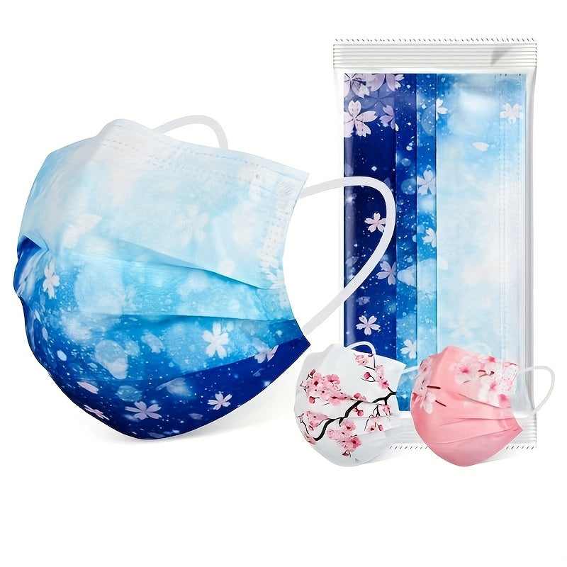 Women’s Floral Starry Sky Disposable Face Masks Pack of 50 Breathable Sun-Protective
