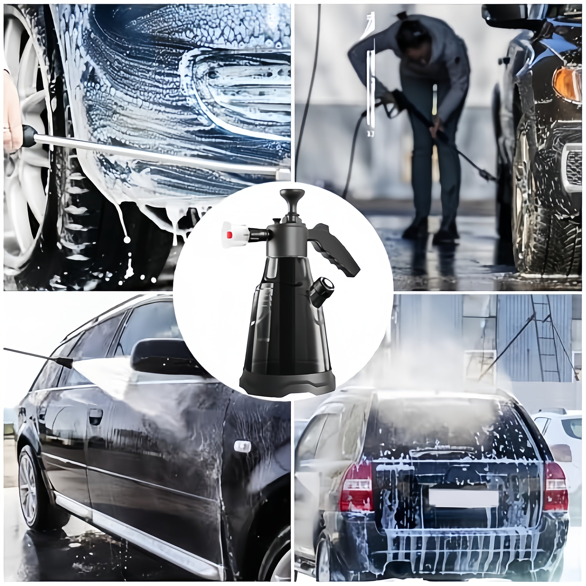 2.3L High Pressure Garden Sprayer with Foam and Water Spray Heads Handheld Car Wash Watering Can