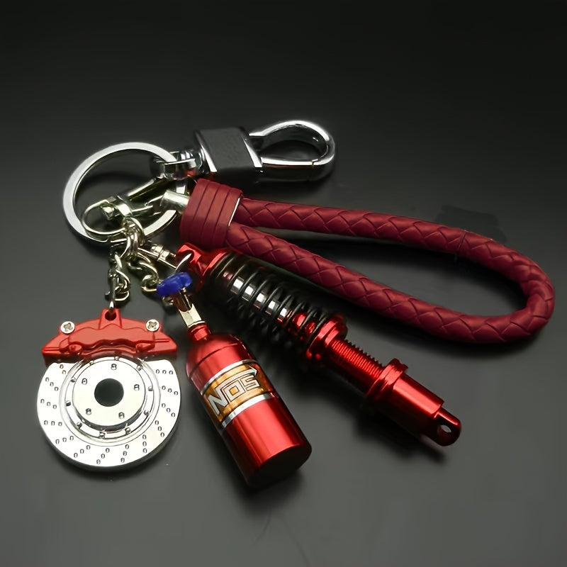 Car Keychains Set Car Parts Collectibles Turbo Gearbox Tire Brake Shock Absorbers