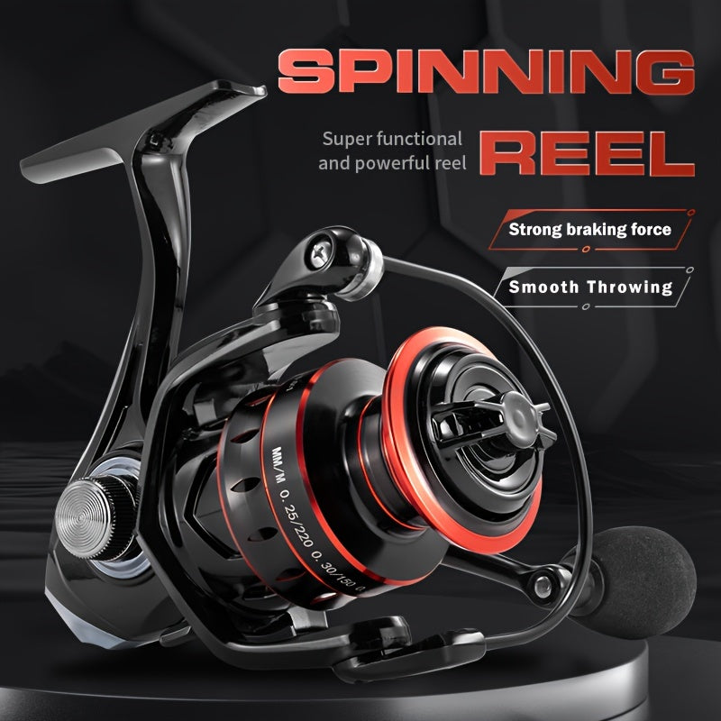High-Speed Spinning Reel 17+1BB Lightweight EVA Grip Durable Nylon Metal Ambidextrous Black Red