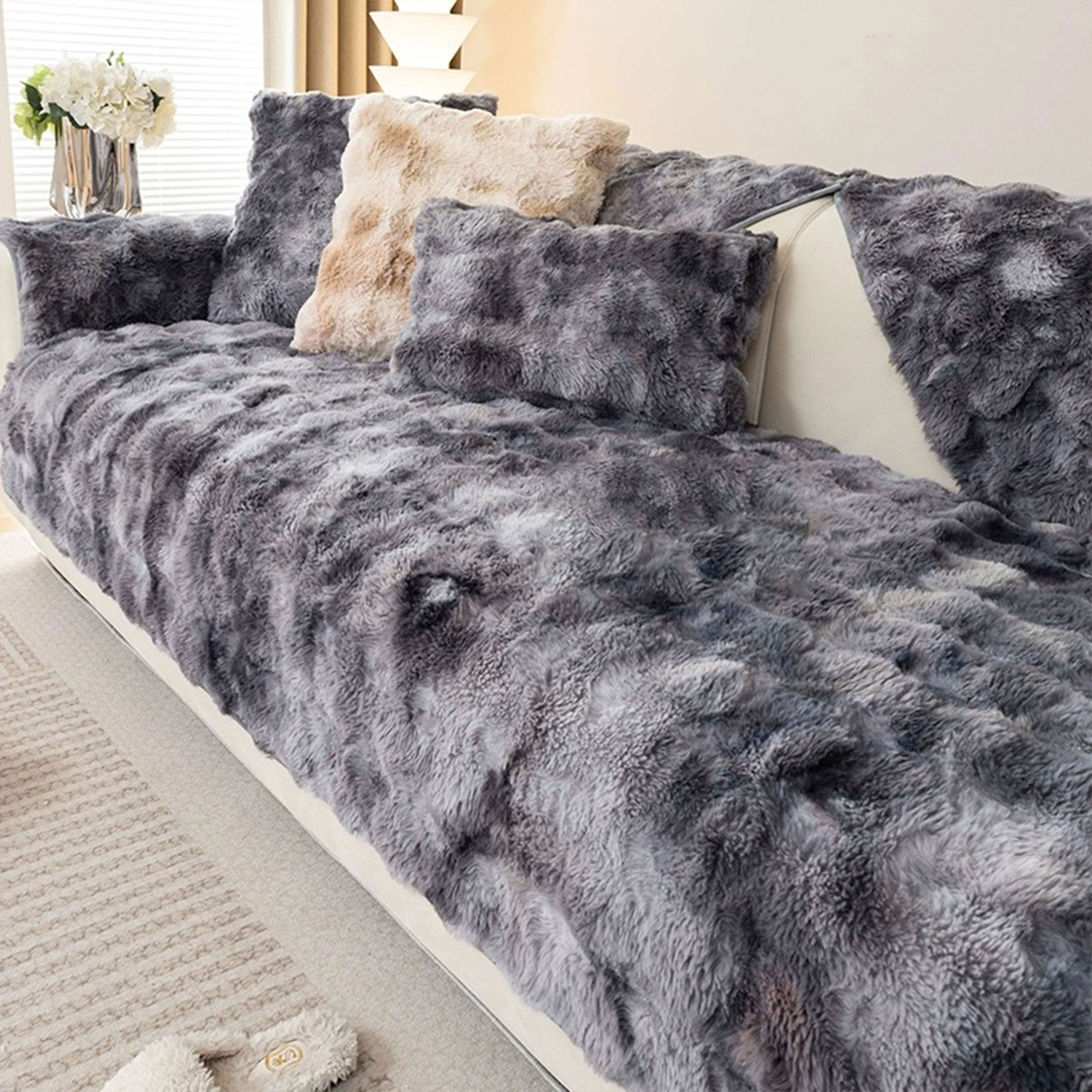Плюшевое покрытие для дивана на зиму подходит для спальни, гостиной, офиса, домашнего декора