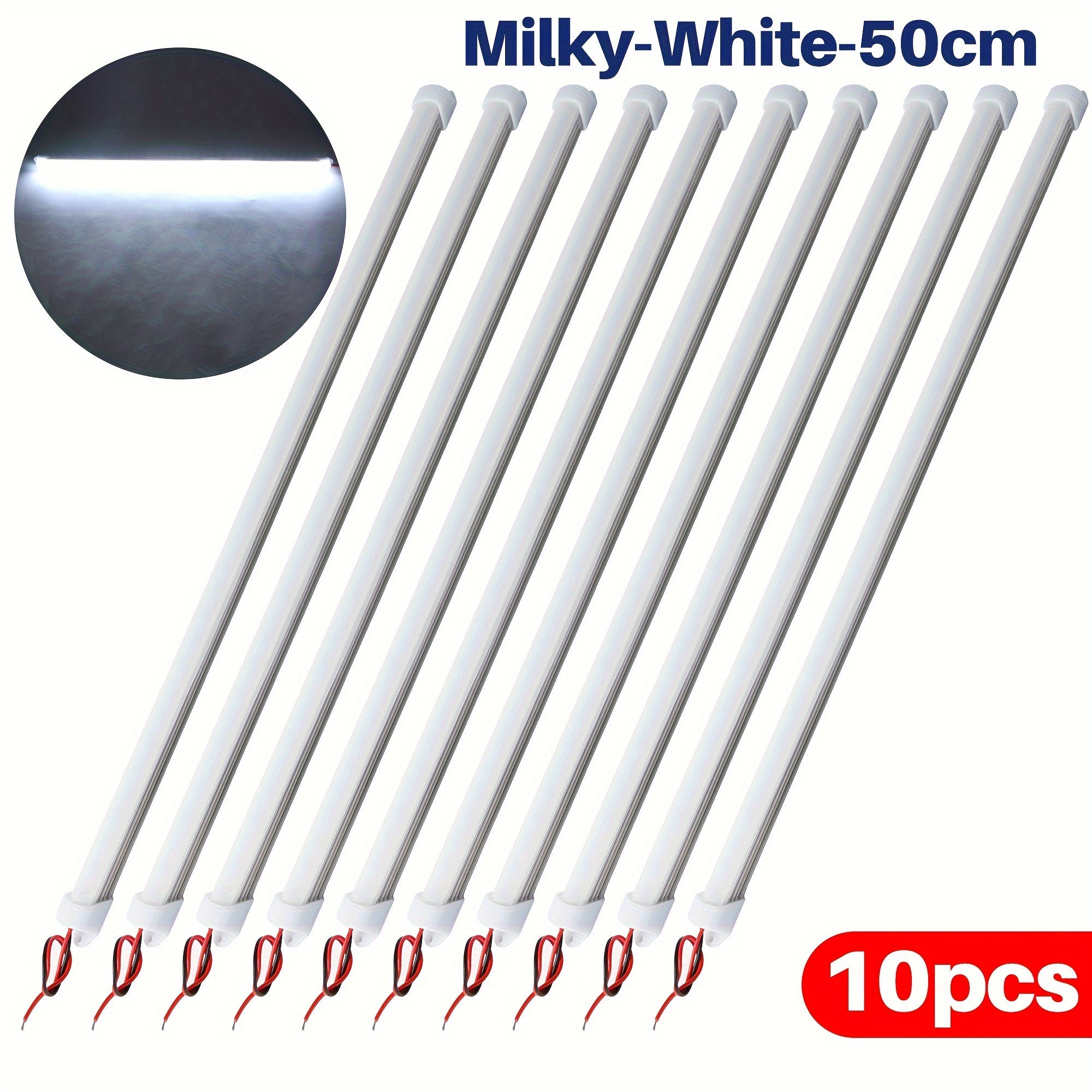 10pcs 12V LED Light Bars 30cm or 50cm with Switch for Vehicle and Trailer