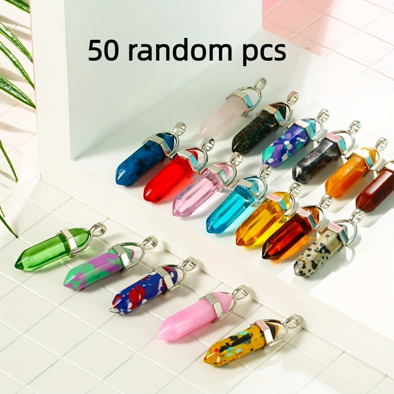 Black Faux Leather Rope Necklace with Crystal Hexagonal Pendant