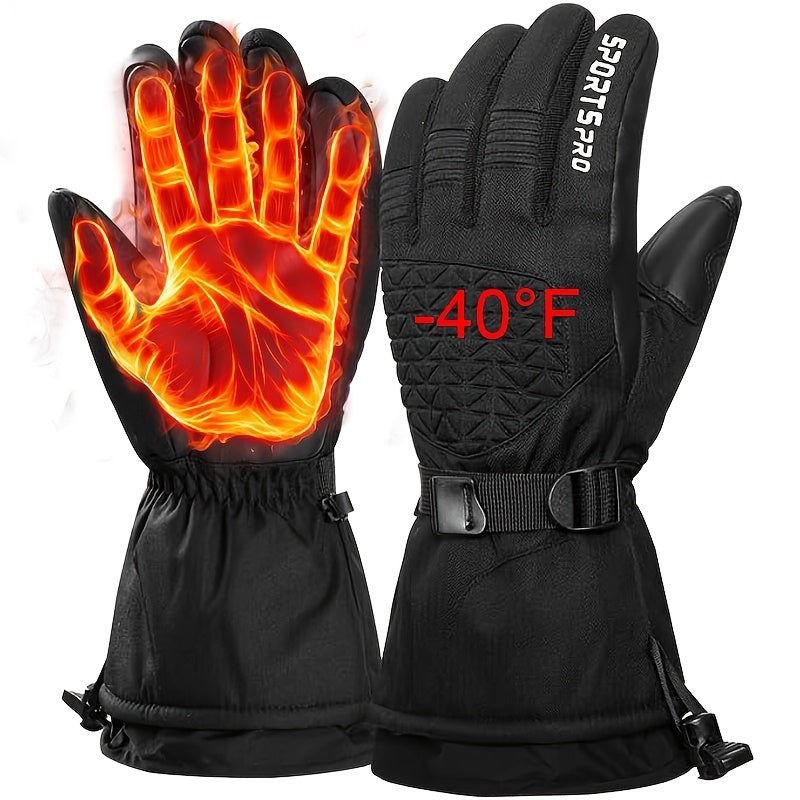 Waterproof Snowboard Gloves for Men and Women - Touchscreen Knit Fabric Warm Winter Gloves