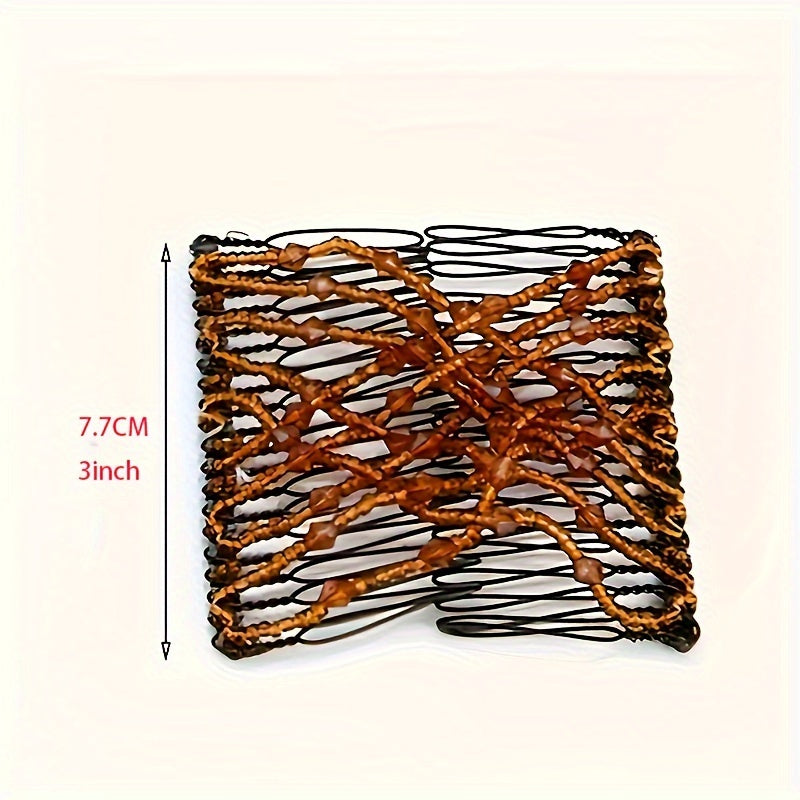 Ayollar uchun vintage tilla bo‘yoqli soch to‘plami, kristalli, sun’iy marjonli soch aksessuarlari