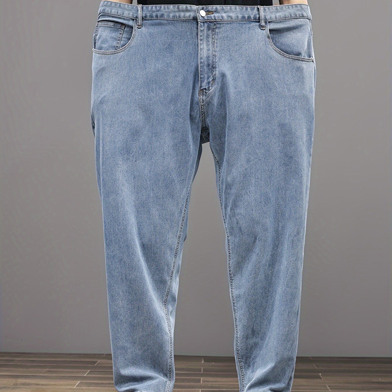 Men's Plus Size Stretch Denim Jeans Relaxed Fit Elastic Waist Casual All-Season