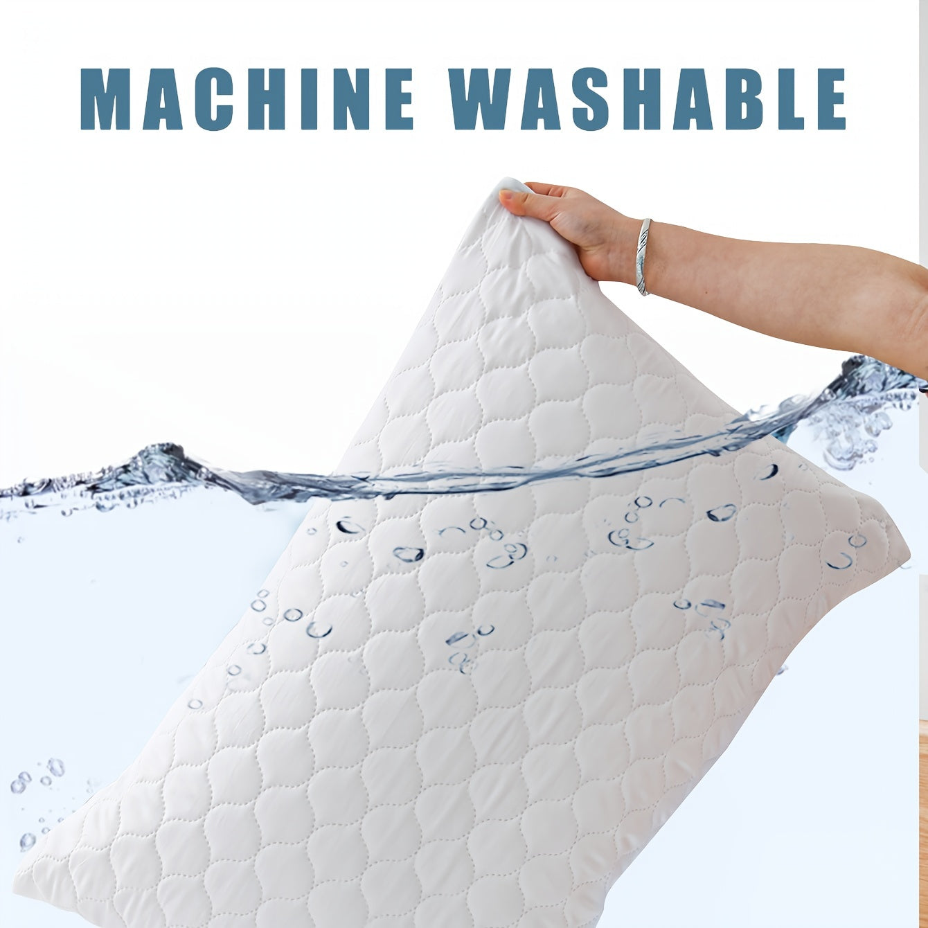 2-Pack Hypoallergenic Waterproof Breathable Pillow Protectors Soft Polyester