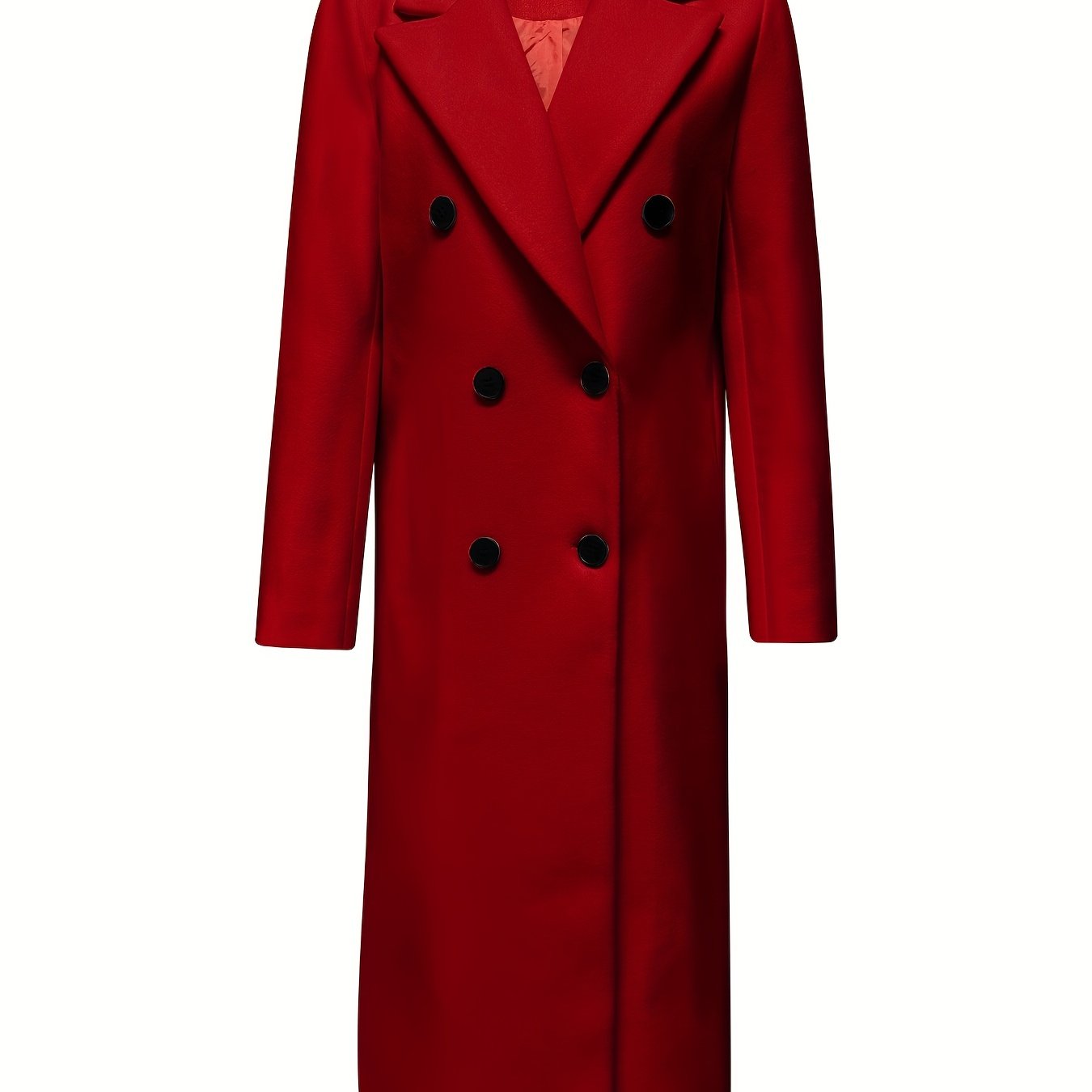 Women's Double Breasted Woven Polyester Overcoat for Fall Winter Solid Color Elegant