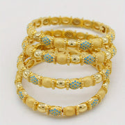 4 ta mis bilaguzuklar to'plami, vintage boho uslubida zirconia inlay bilan, ayollar uchun moslashuvchan ochiq qopqoq dizayni, kundalik kiyim va to'ylar uchun mukammal.