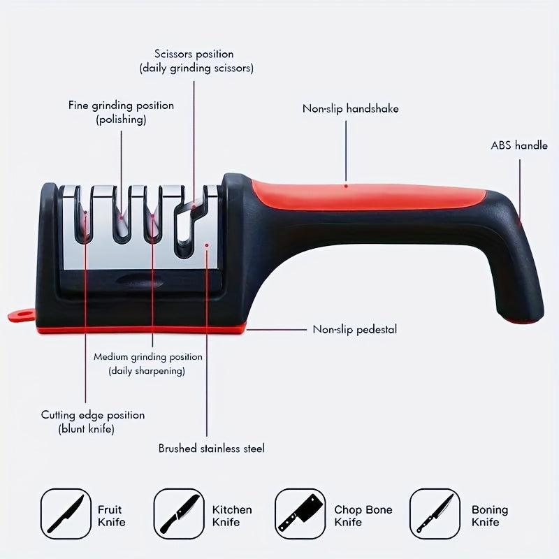 4-ступенчатый точильный камень с алмазными керамическими стержнями, быстрое восстановление, безопасный кухонный инструмент