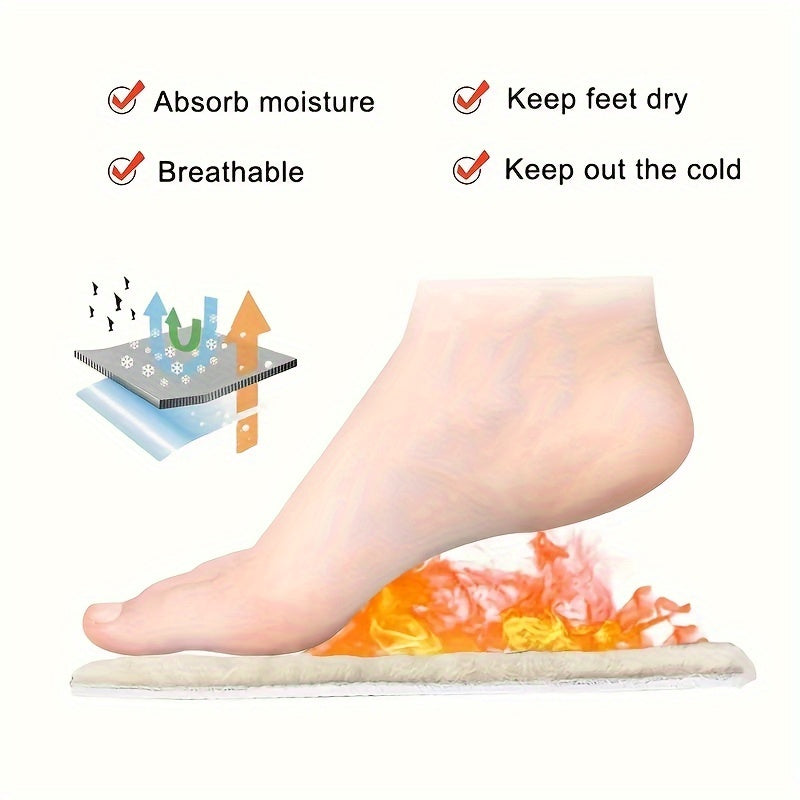 Unisex Velour Fleece Insoles Winter Warmth Thickened Shoe Inserts
