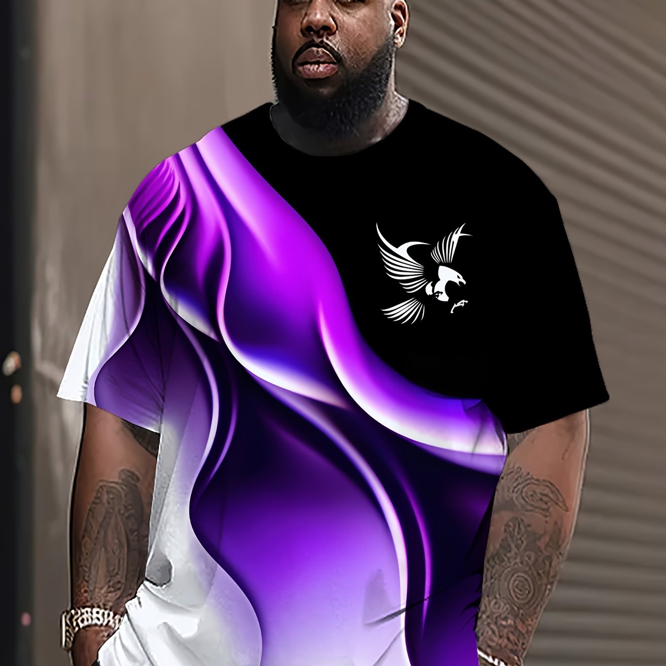 Мужская футболка с коротким рукавом, градиентный 3D-принт, полиэстер спандекс, увеличенный размер, повседневная спортивная