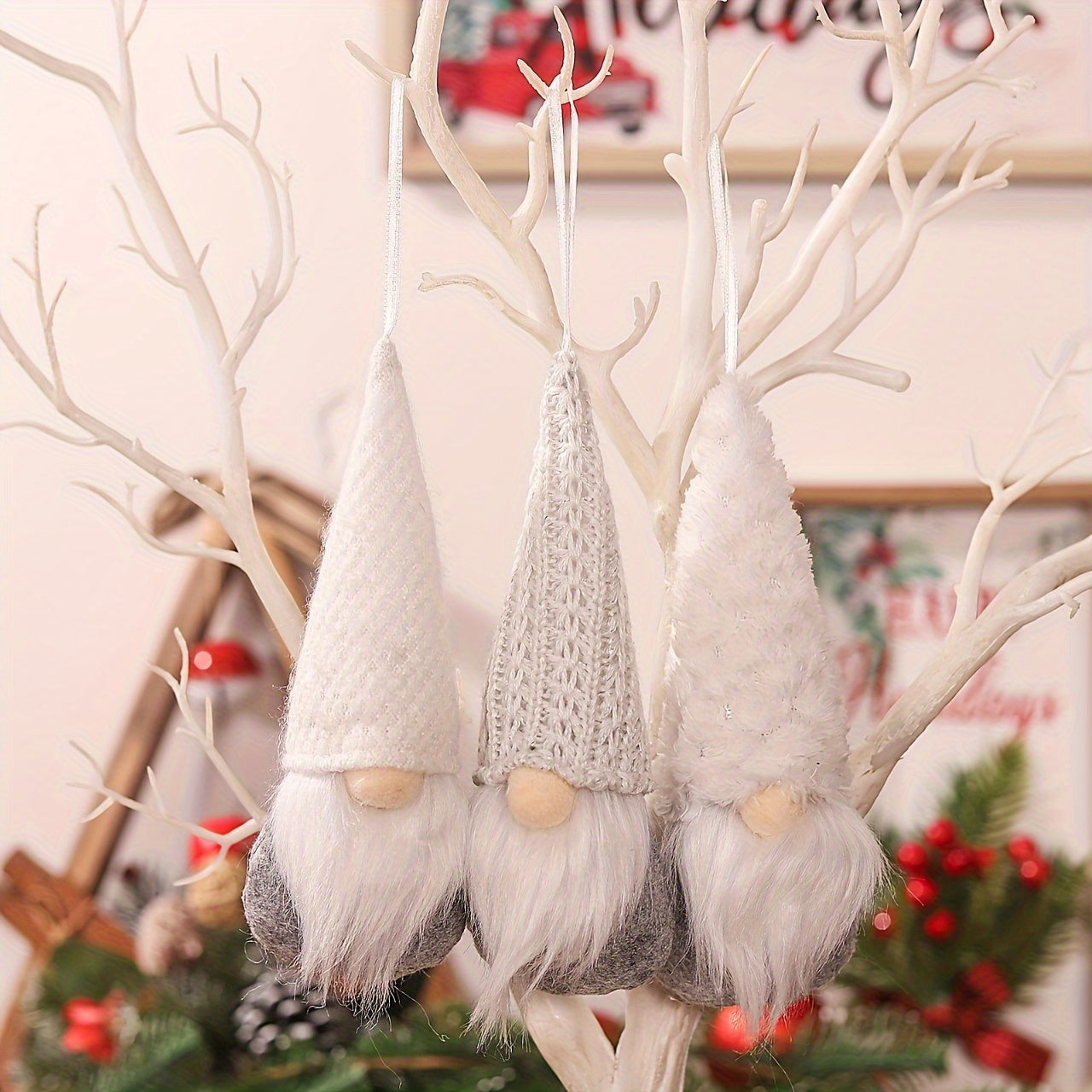 Set of 3 Christmas Gnome Ornaments for Tree Decoration and Home Decor