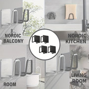 Organizador de fregadero de acero inoxidable con soporte para esponja y ganchos de utilidad