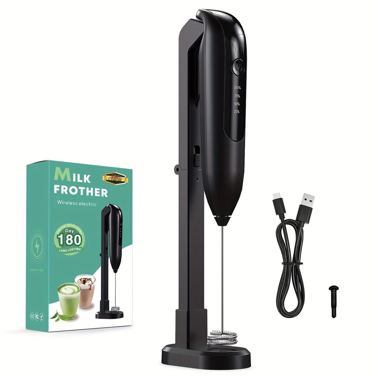 Handheld USB Rechargeable Milk Frother and Blender for Coffee and Matcha