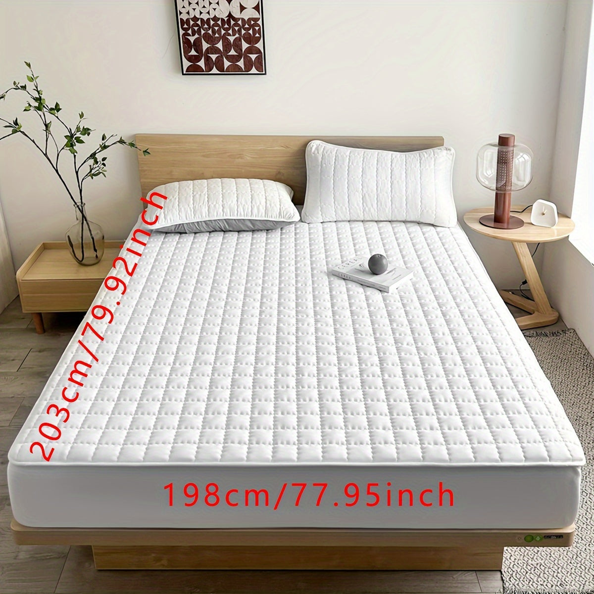 Light Gray Quilted Waterproof Fitted Sheet Breathable Polyester Deep Pockets Easy Care