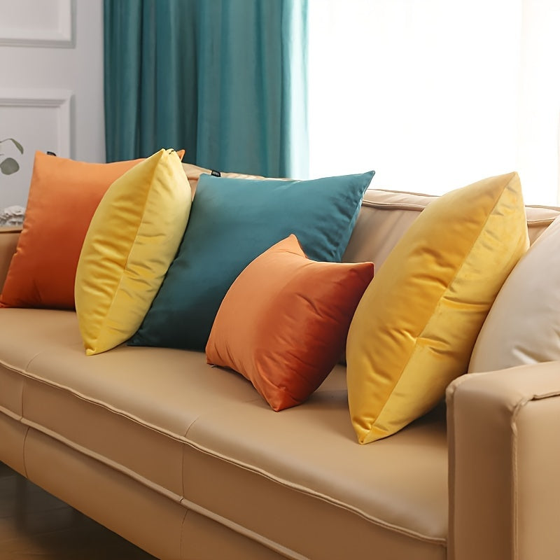 Velvet Pillow Cover Solid Color Cushion Cover for Sofa Bed Living Room 18x18 Inches