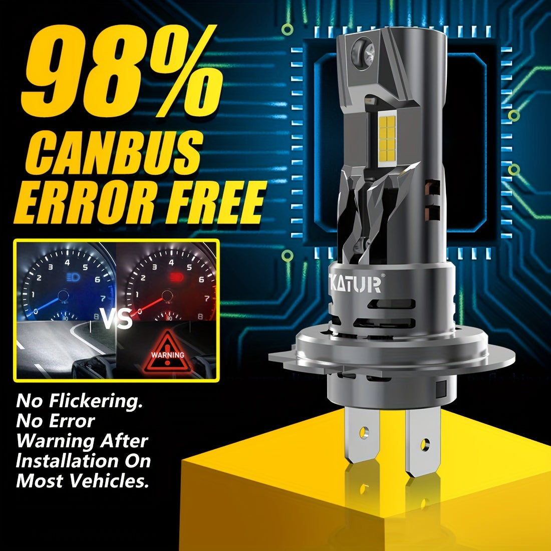 2 Pack H7 LED Car Headlight Bulbs Aluminum Bright Plug and Play