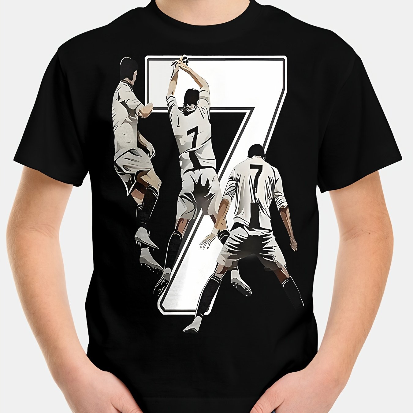 Yigitlar uchun futbol formasi T-shirt, qisqa qo‘l, krujka bo‘yi, polyester, grafik sport, kundalik kiyim