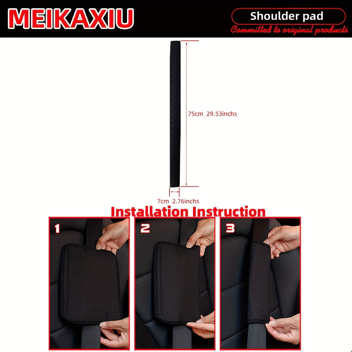 Unisex Faux Leather Seat Belt Shoulder Pad Travel Car Accessories 75cm