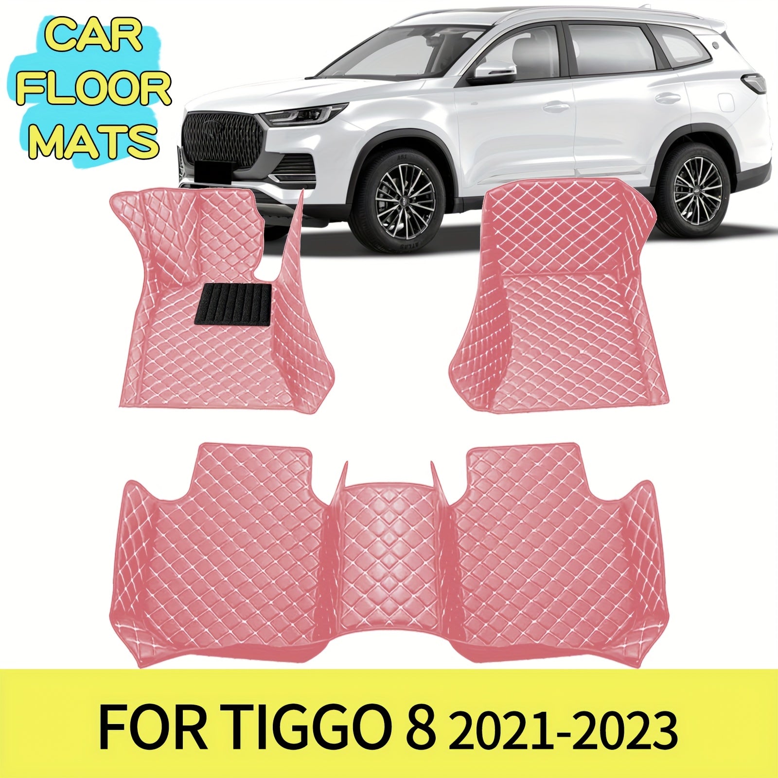 Car Floor Mats Set for SUV PU Leather Easy to Clean Durable Black