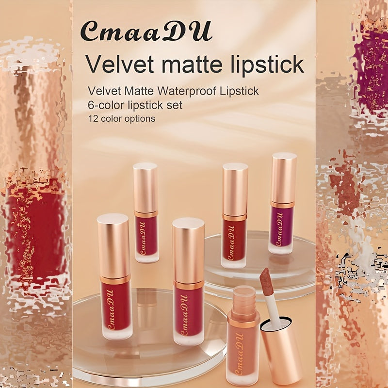Women Satin Velvet Lipstick Set 6 Colors Long-Lasting Moisturizing