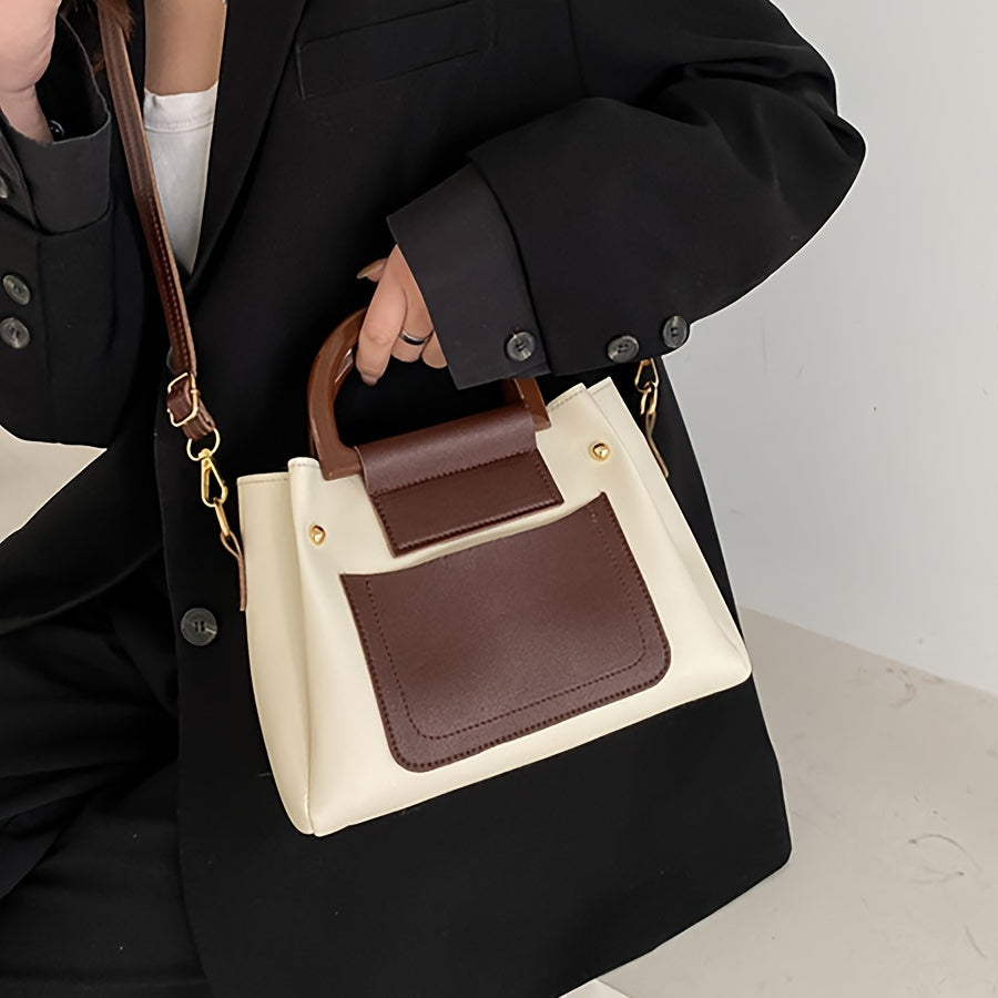 Women's Korean-Style PU Bucket Bag with Zipper Closure and Crossbody Strap