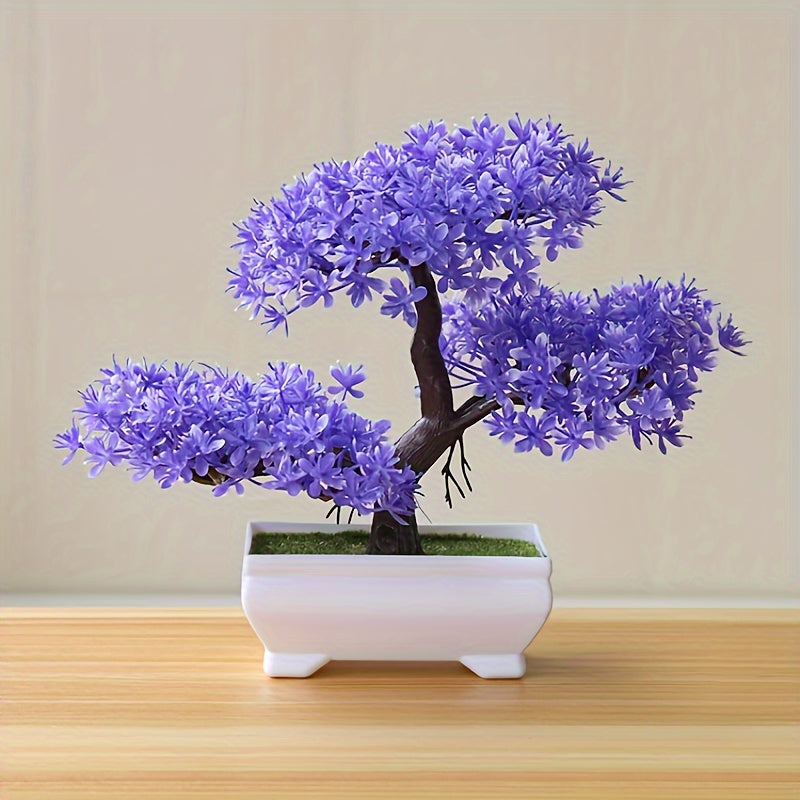 Mini árbol de pino artificial en maceta blanca para decoración de hogar y oficina