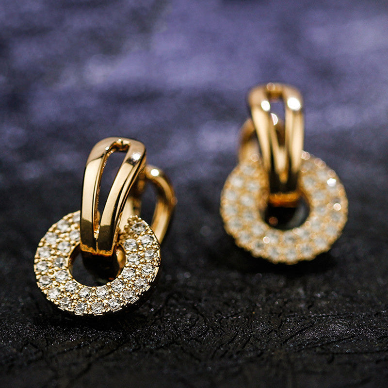 Women's Round Zirconia Earrings with Designer Style
