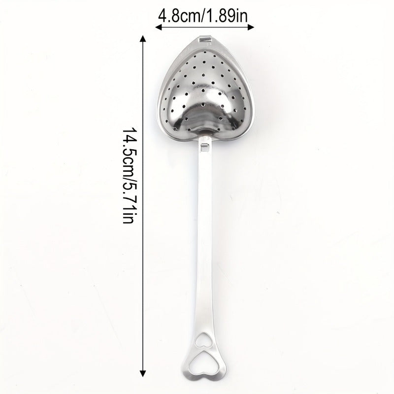 Stainless Steel Heart-Shaped Tea Infuser Long Handle Loose Leaf Tea Strainer