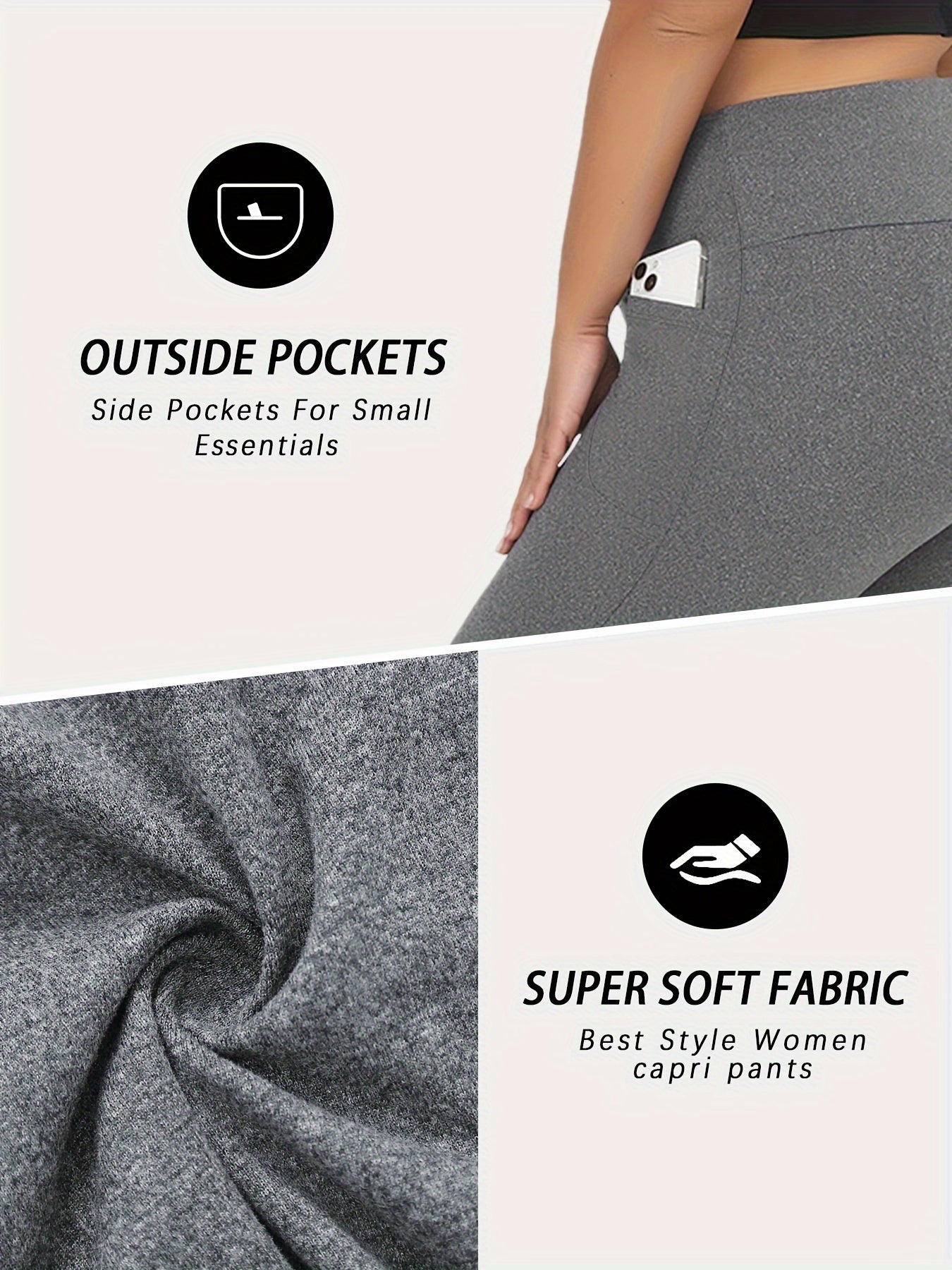 Plus Size Soft Leggings With Pockets For Women High Waist Yoga Running