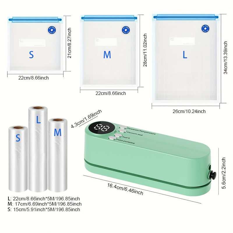 Sayohat uchun ikki funksiyali qo‘l bilan ishlovchi oziq-ovqat vakuum yopishtiruvchi, USB orqali qayta zaryadlanadigan 2400mAh batareya bilan