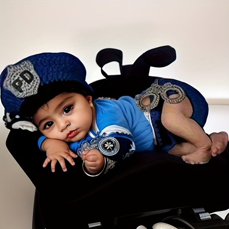 Baby Boy Costume Blue Police Hat and Shorts for Newborn Photo Shoots