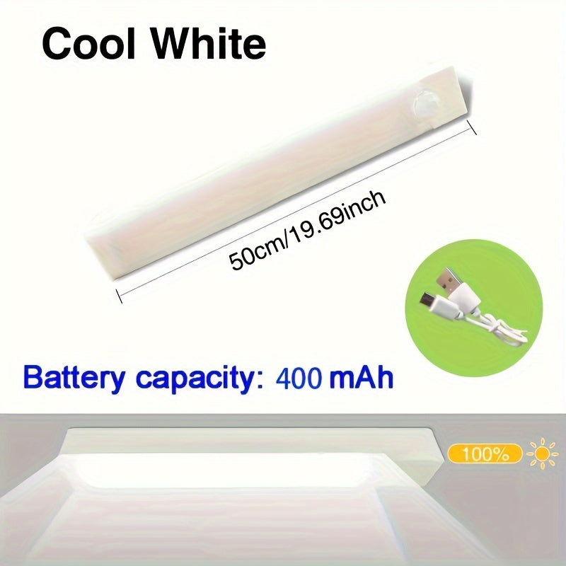 White Motion Sensor LED Light USB Rechargeable Magnetic for Kitchen Wardrobe Bedroom