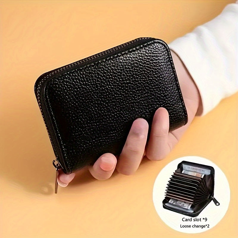 Men's Faux Leather Wallet with Zipper and Card Holder Casual Style